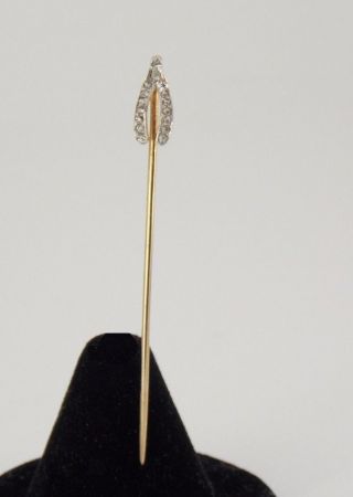 Important Art Nouveau 18K Gold Diamonds Platinum Lucky Wish Bone Stick Pin 6