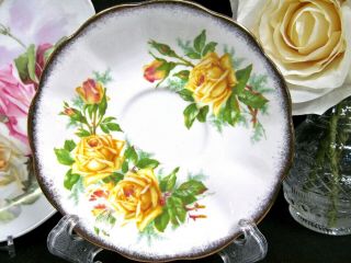 Royal Albert tea cup and saucer Avon shape yellow rose pattern teacup wide shape 4