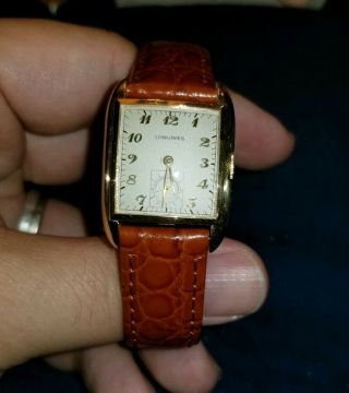 1$ Start Vintage Longines Solid 14k Gold Watch.  Running.  Circa 1941