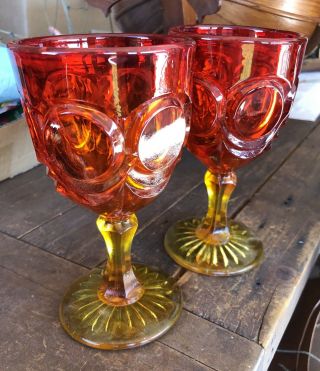Vintage Amberina Glass Goblets