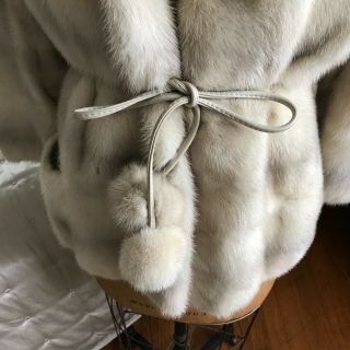 vintage buff mink jacket.  Size small/medium.  Adorable leather belt with pompoms 2