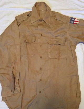 Wwii Us Army Air Force Cbi Patch On Shirt Long Sleeve Military