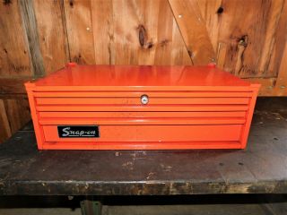 Vintage Snap On Mid Section Middle Tool Box Chest,  Red 3 Drawer With Key
