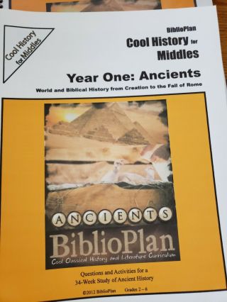 Biblioplan Year 1: Ancient,  Companion Text,  Family Guide,  cool history ans.  Key 4