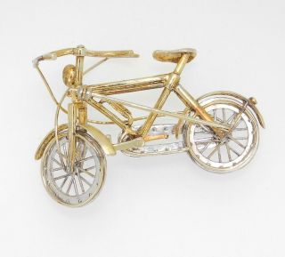 Incredible 14K Yellow Gold Diamond Ruby BICYCLE PIN BROOCH w/ movable parts 5