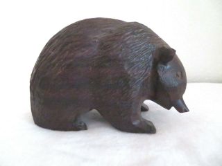 Vintage Hand Carved Dark Wood Ainu Japanese Bear 6 " Figurine