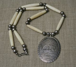 Vintage Native American Navajo Sterling Silver Necklace By Ray Calladitto