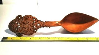 Antique Heraldic Islamic Perisan Turkish Wooden Oil Lamp Ladel Dipping Spoon