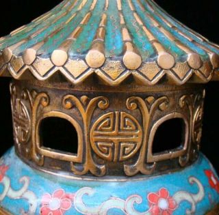 Handmade Carving Statue Elephant Copper Brass Cloisonne Enamel Incense Burner 4