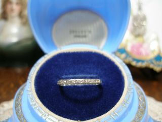 Antique Platinum Diamond Eternity Wedding Band Ring Art Deco 6.  5 Engagement