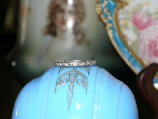 ANTIQUE PLATINUM DIAMOND ETERNITY WEDDING BAND RING ART DECO 6.  5 ENGAGEMENT 4