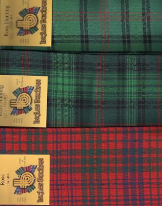 Tartan Sash Clan Ross Scottish Wool Plaid