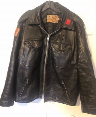 Vintage Police Issue Schott Bros Perfecto Leather Jacket Size 46 Xl Late 70’s