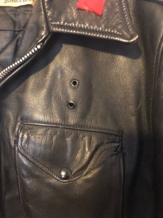 Vintage Police Issue Schott Bros Perfecto Leather Jacket Size 46 XL Late 70’s 3
