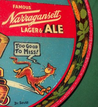 Vintage 1940 ' s Dr Seuss Narragansett Lager & Ale Beer Tray Gangway Chief Gansett 4