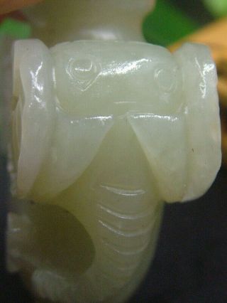 Chinese Antique Celadon Nephrite Hetian - Jade Elephant Statue Snuff bottle 5