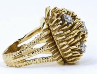 Vintage 18k yellow gold diamond cocktail ring,  HEAVY 18.  2 GRAMS (12) 4