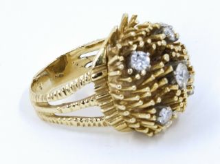 Vintage 18k yellow gold diamond cocktail ring,  HEAVY 18.  2 GRAMS (12) 5