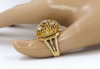 Vintage 18k yellow gold diamond cocktail ring,  HEAVY 18.  2 GRAMS (12) 6