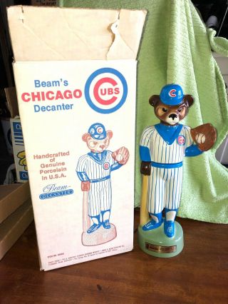 Vintage Chicago Cubs Beam Decanter Mlb 1980s Baseball Whiskey Mancave