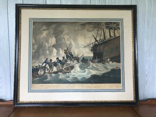 Antique Vintage Lithograph Print Of His Majesty’s Ship The Guardian,