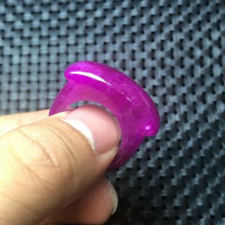 Chinese Purple Jadeite Jade Handwork Collectible Horse Saddle Shape No.  8 Ring