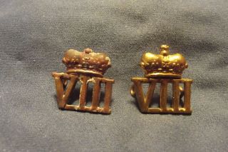 Post Ww I Brass Shoulder Badges To The 8th Princess Louise Brunswick Hussars