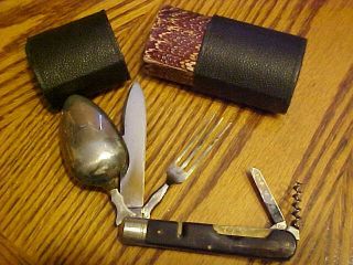 Awesome Rare Vintage A.  W.  WADSWORTH & SON 3 Part Hobo Knife w/ Orig.  Case 2