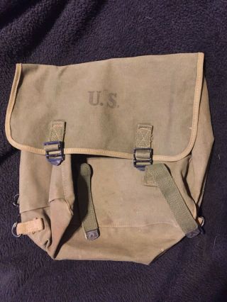1944 Musette Bag Airborne Paratroop Wwii Ww2 Army Us Hepburn Mfg Minty