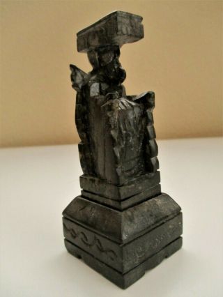 Rare Antique Vtg Chinese Soapstone Carved Seated Emperor Chop Mark W/ Inkwell