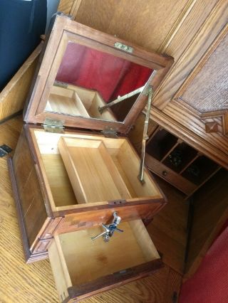 Rare Vintage Handcrated Wooden Make - Up/ Jewelry Box