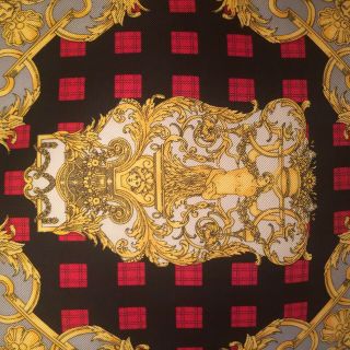 RARE Vtg Gianni Versace silk pillow Made in Italy medusa tartan plaid 7