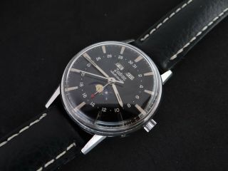 VINTAGE ZODIAC MOONPHASE TRIPLE CALENDAR BLACK DIAL AUTOMATIC STEEL 3