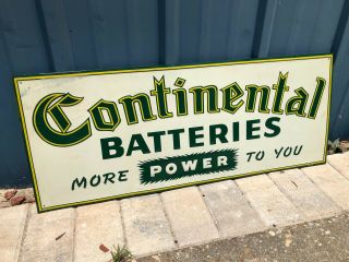 Vintage Continental Batteries More Power To You Embossed Metal Sign