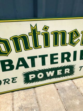Vintage Continental Batteries More Power To You Embossed Metal Sign 3