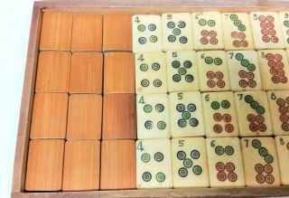 168 ANTIQUE VTG BOX SET BONE & BAMBOO MAH JONG MAHJONG GAME TILES w/ ACCESSORIES 5