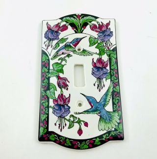 Vintage Hummingbird Ceramic Light Switch Plate Cover Floral Black Botanical