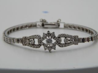 . 71 tcw ART DECO Diamond Bracelet G - H/SI1 - 2 14k White Gold Stunning Estate 4