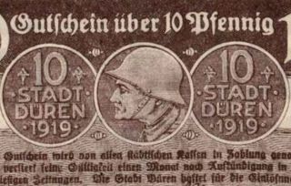 RARE UNCIRC 1919 BANKNOTE HONORING THE WW1 GERMAN SOLDIER STEEL HELMET 2