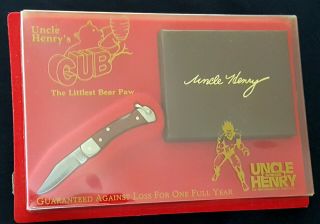 Vintage Rare Schrade Usa Lb1 Uncle Henry Cub In Display Box