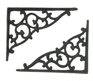 Set Of 2 Antique Style Decorative Cast Iron Shelf Brackets - 7 " X 5 - 1/2 " 27
