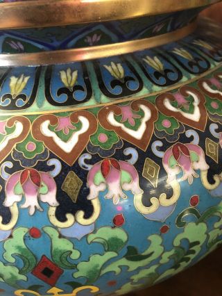 Chinese Large Cloisonne Censer & Cover Kylin Lid Dragon Claw Feet Gilt Metal 3