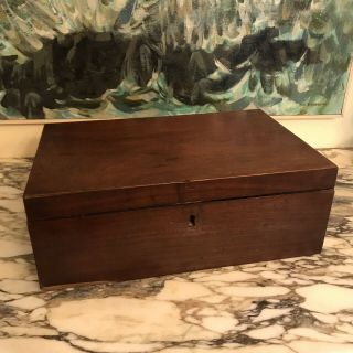 Victorian Solid Oak Lap Desk/ Writing Box With Secret Compartments - Lock & Key