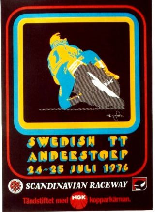 Vintage Poster Swedish Tt Moto Gp Racing 1976