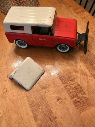 Vintage Tru - Scale International Harvester Scout Metal Truck Toy Two Roofs Plow