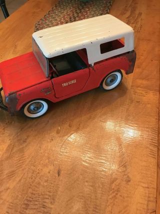 Vintage Tru - Scale International Harvester Scout Metal Truck Toy two roofs plow 3
