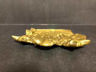 RARE ANTIQUE OLD SOLID BRASS BRONZE 3 CAT KITTENS ASHTRAY PIN DISH COIN TRAY 5
