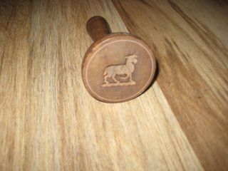 Antique Miniature Wooden Cow Stamp With Handle Carved Butter Stamp