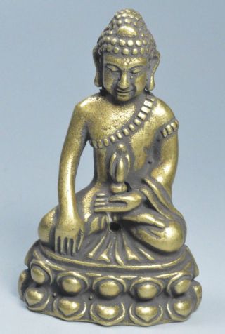 Collectable Handwork Old Copper Carve Tibet Buddha Sit Lotus Pray Art Statue