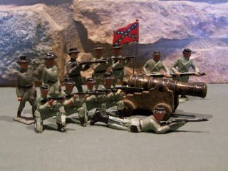 Vintage Lead Toy Soldiers Figures Civil War Confederate Johillco Britains